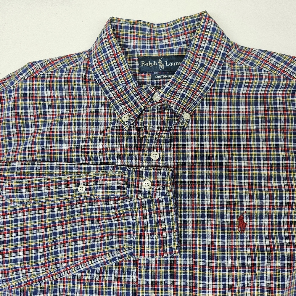 Ralph Lauren Custom Fit Plaid Shirt Long Sleeve Button Down‎ Menswear
